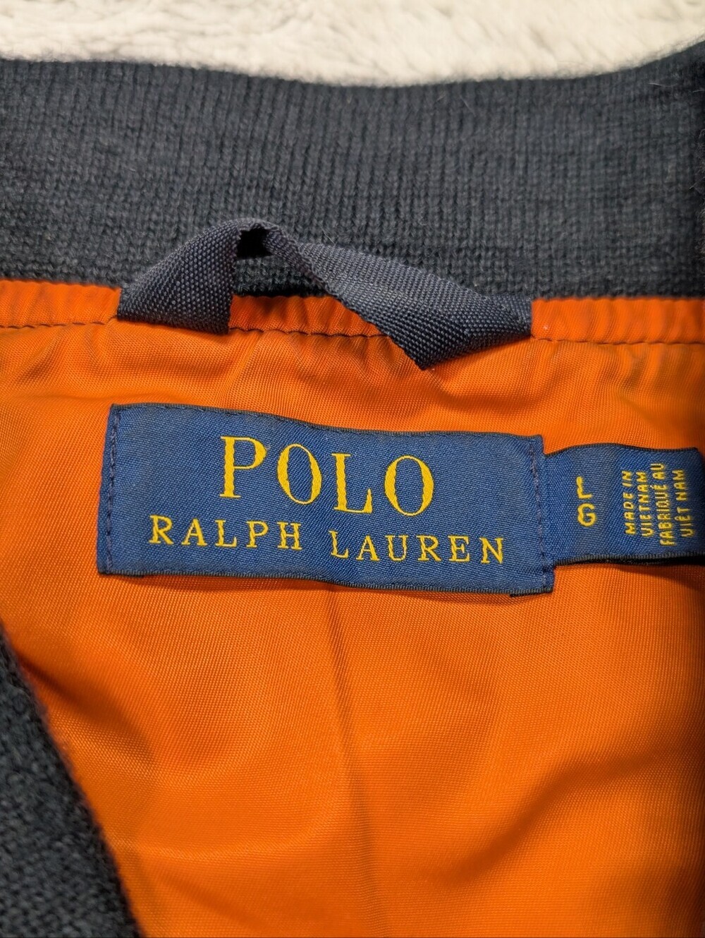 Polo Ralph Lauren Jacket Mens L Blue Navy MA-1 Bomber Aviator Flight Nylon - Picture 3 of 9